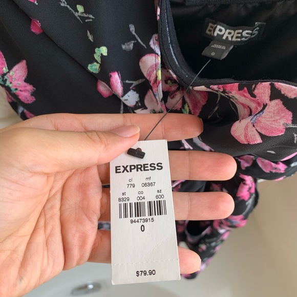 Express Cherry Blossom Floral Strapless Romper - Picture 4 of 5